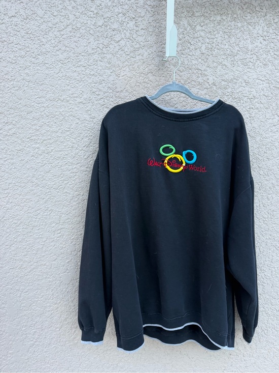 Disney Other - Disney Black Crewneck Sweatshirt with Multicolor Mickey Rings